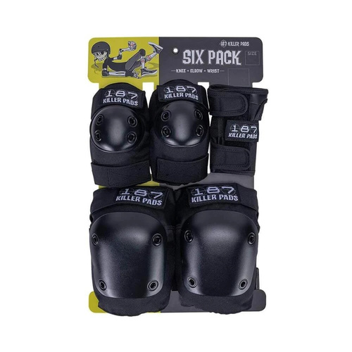187 Killer Pads Six Pack Black Adults Knee Elbow Pads & Wrist Guards [Size: X-Small]