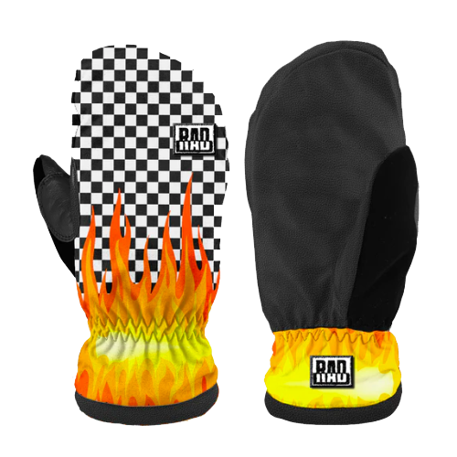 Rad Squad Checkered Flames Mens Snowboard Mitts [Size: Medium]