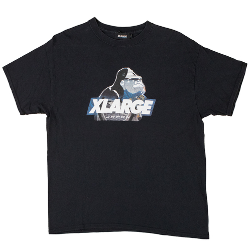 XLarge Japan Black Large Mens T-Shirt Super Rare Used Vintage