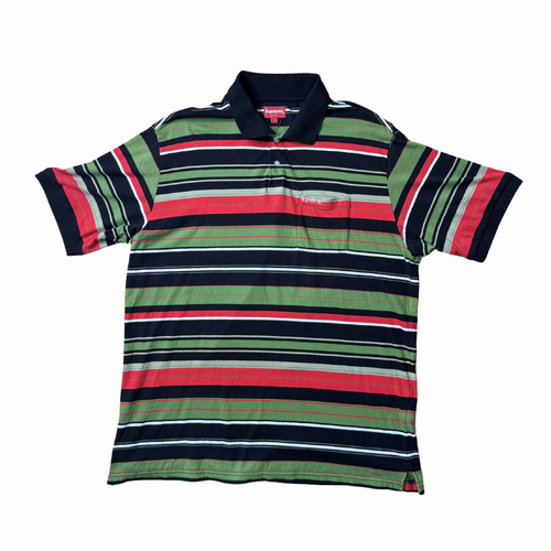 Supreme Striped Large Polo Shirt Used Vintage