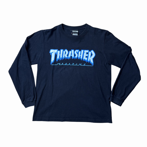 Thrasher Magazine Frosted Logo Small Long Sleeve T-Shirt Used Vintage