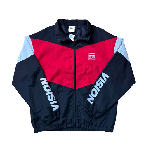 Vision Streetwear Black Red Large Spray Jacket Used Vintage
