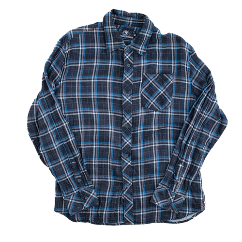 Town And Country Blue Flannel Shirt Mens Used Vintage