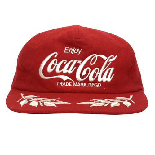 Coca Cola Felt Strapback Cap Hat Used Vintage