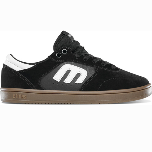 Etnies Windrow Black Gum White Kids Suede Skateboard Shoes [Size: 1]