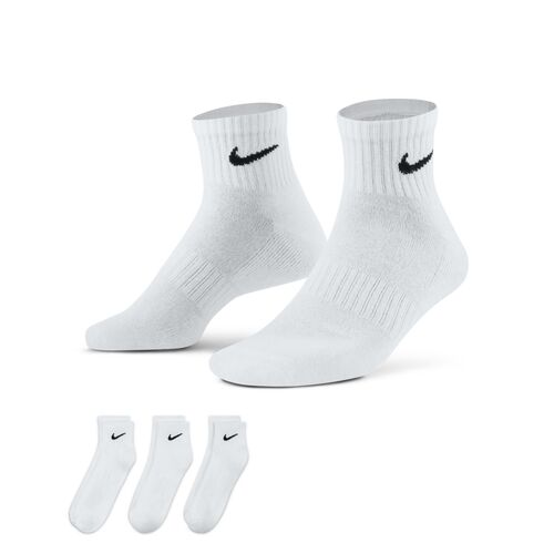 Nike Everyday Cushioned Ankle White Unisex Crew Socks 3 Pack [Size: Medium]