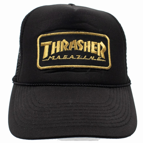 Thrasher Embroided Patch Black Trucker Snap Back Cap Used Vintage