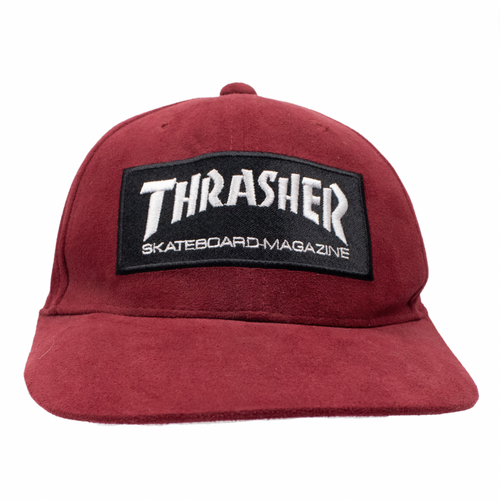 Thrasher Embroided Patch Maroon Snapback Hat Cap Used Vintage