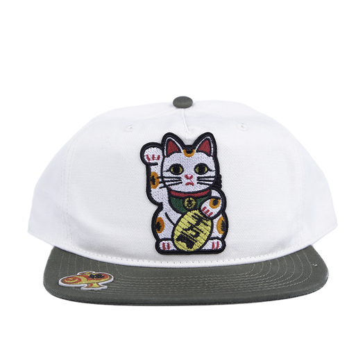 Knocking Cat Olive Natural Snapback Hat Cap