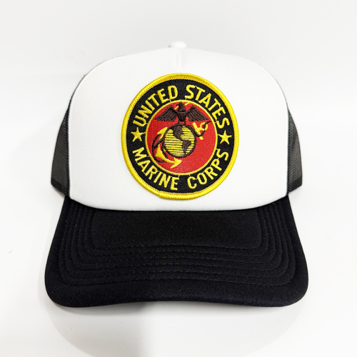 United States Marine Corps Black and White Trucker Cap