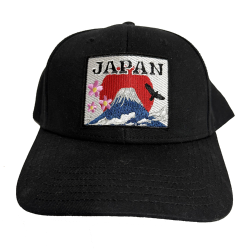 Japan Fuji Embroidered Patch Black Snap Back Cap Hat