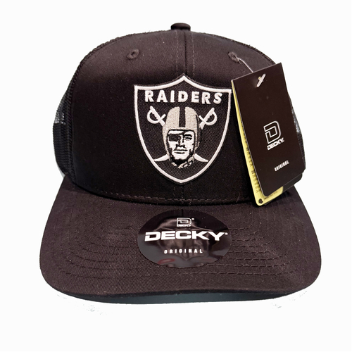 Raiders Embroidered Patch Black Decky Trucker Cap Hat