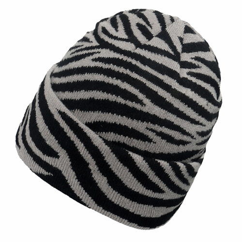 Boarders Black Grey Zebra Fishermans Style Beanie