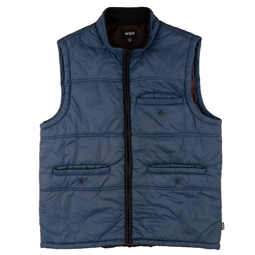 Enjoi Skateboards Mens Large Navy Insulated Puffer Vest Used Vintage