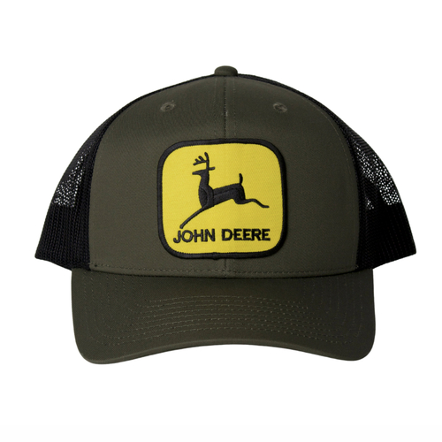 John Deere Embroidered Patch Moss Black Trucker Cap Hat