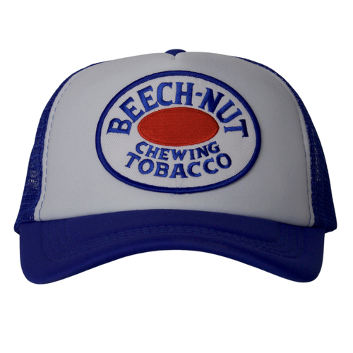 Beech Nut Chewing Tobacco Embroidered Patch Blue Trucker Cap Hat