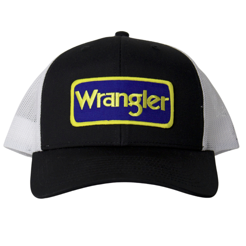 Wrangler Embroidered Patch Black Trucker Cap Hat