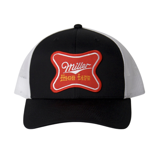 Miller Beer Embroidered Patch Black White Trucker Cap Hat
