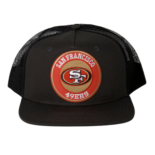 San Francisco 49ers Embroidered Patch Black Trucker Cap Hat