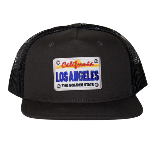 Los Angeles Embroidered Patch Black Trucker Cap Hat