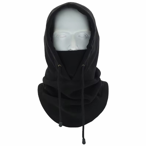 Boarders Black Polar Fleece Hooded Face Mask