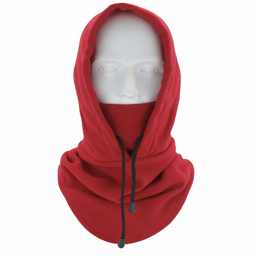 Boarders Red Polar Fleece Hooded Face Mask