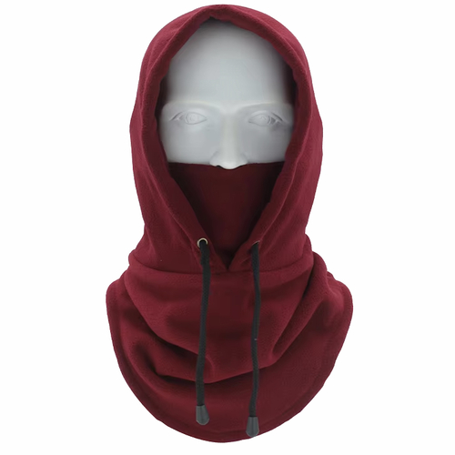 Boarders Burgundy Polar Fleece Hooded Face Mask