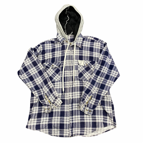 Hooded Flannel Large Zip Up Shirt Used Vintage