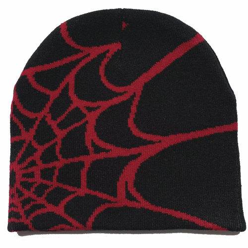 Boarders Spider Web Black Red Beanie