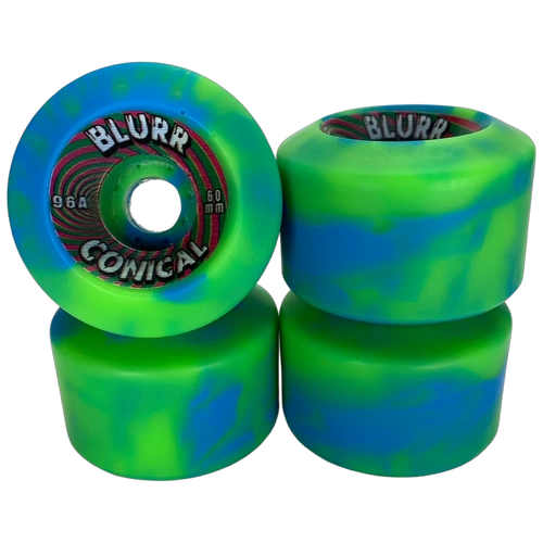 Blur Old School Green Blue Swirls 60mm 96a Skateboard Wheels