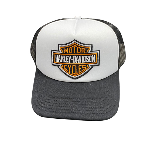 Harley Davidson Black White Snapback Trucker Hat Cap