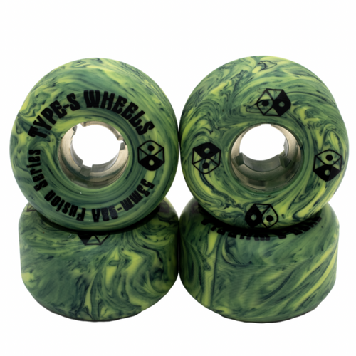 Type-S Fusions Green Swirl 53mm 98a Skateboard Wheels