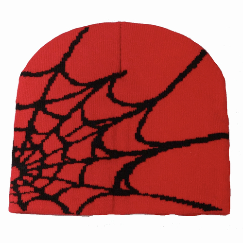 Boarders Spider Web Red Black Beanie