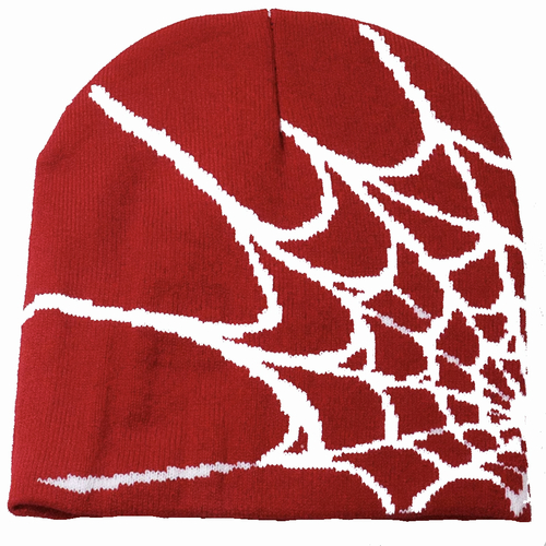 Boarders Spider Web Red White Beanie