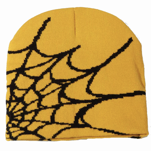 Boarders Spider Web Yellow Black Beanie