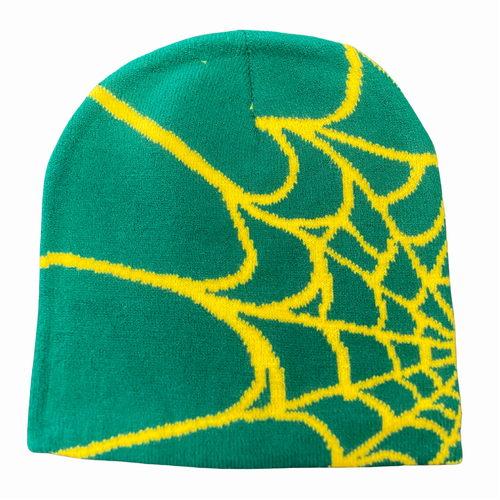 Boarders Spider Web Green Yellow Beanie