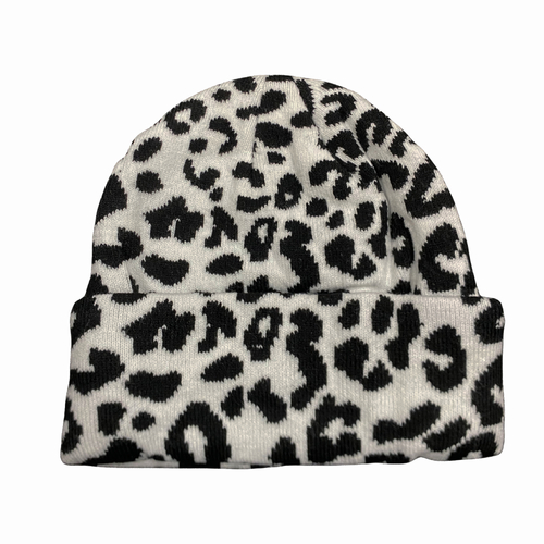 Boarders Leopard Print Grey & Black Beanie