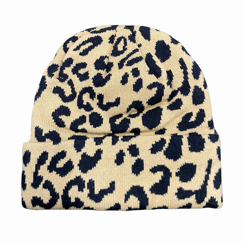 Boarders Leopard Print Brown & Black Beanie