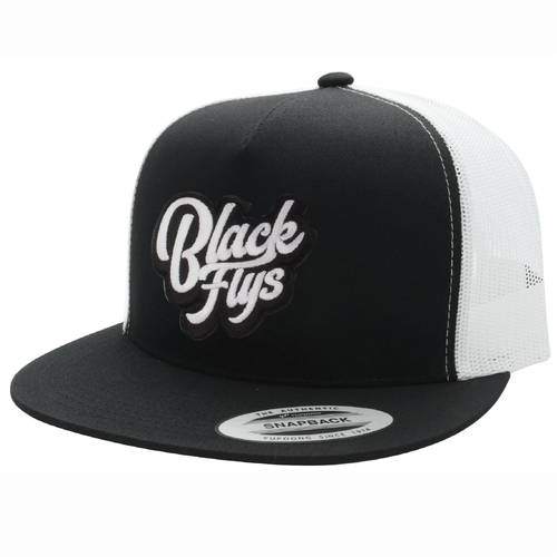 Black Flys Fly League Black Yupoong Trucker Snap Back Hat Cap
