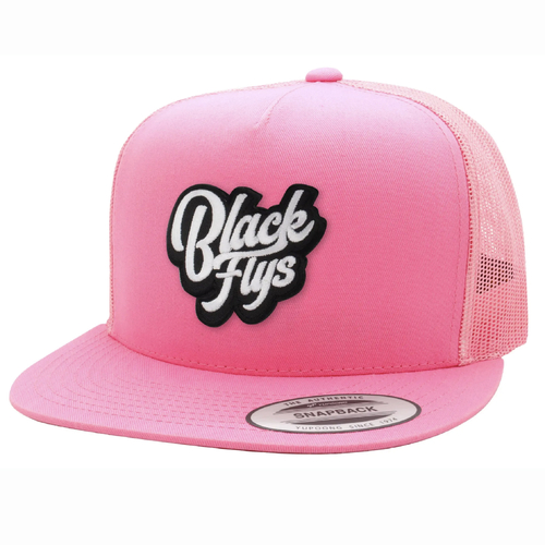 Black Flys Fly League Pink Yupoong Trucker Snap Back Hat Cap
