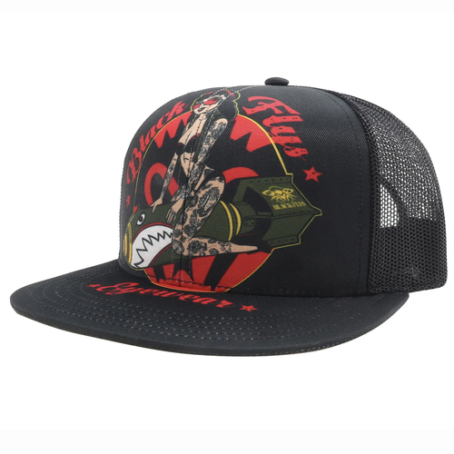 Black Flys Bomber Black Flip Bill Trucker Snap Back Hat Cap