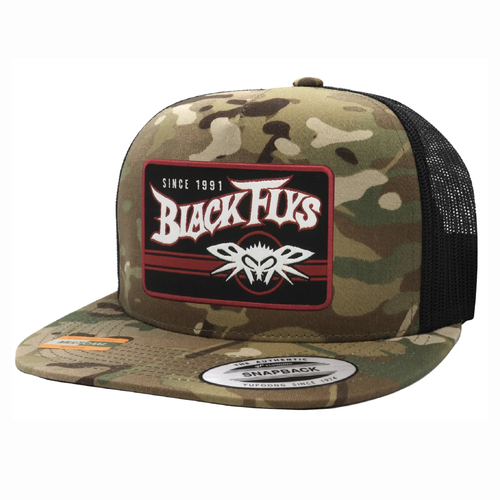 Black Flys GTO Camo Yupoong Trucker Snap Back Hat Cap