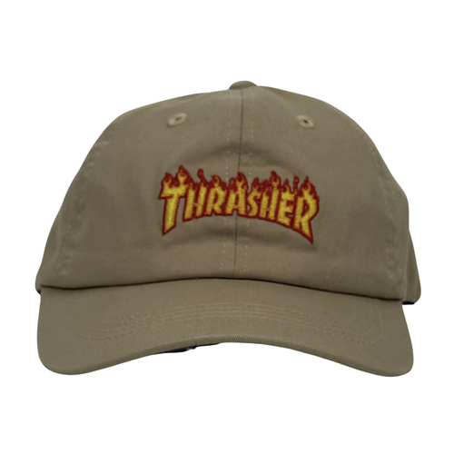 Thrasher Tan Flame Logo Embroidered Cap Hat Used Vintage