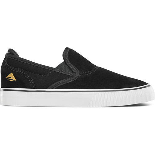 Emerica The Wino G6 Slip-On Black White Gold Youth Suede Skateboard Shoes [Size: 3]
