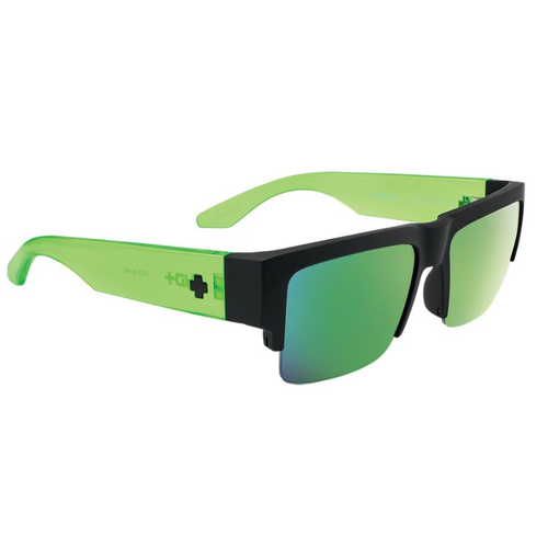 Spy Cyrus 5050 Matte Black Trans Green Sunglasses HD+ Green Spectra Mirror Lens