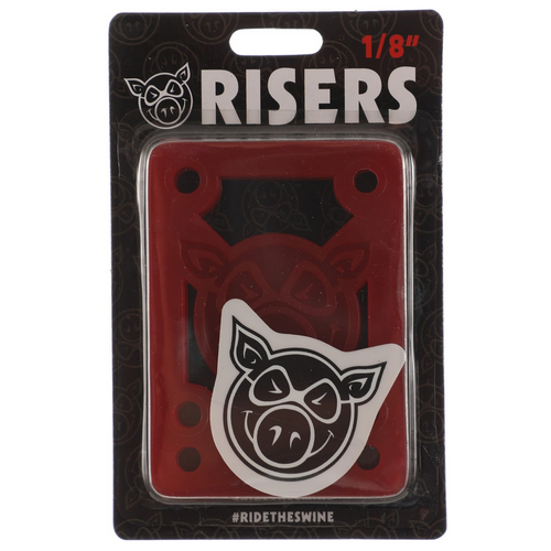 Pig Piles Soft Shock Risers Red 1/8" Skateboard Riser Pads