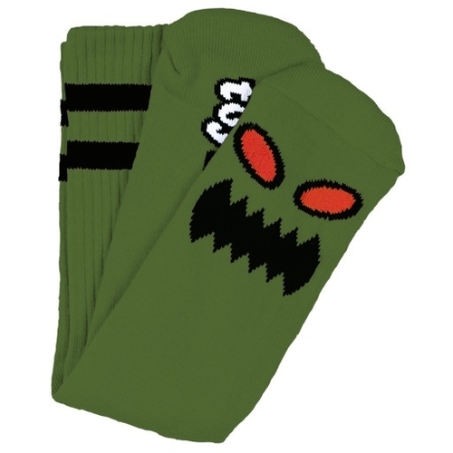 Toy Machine Monster Face Olive Skateboard Socks