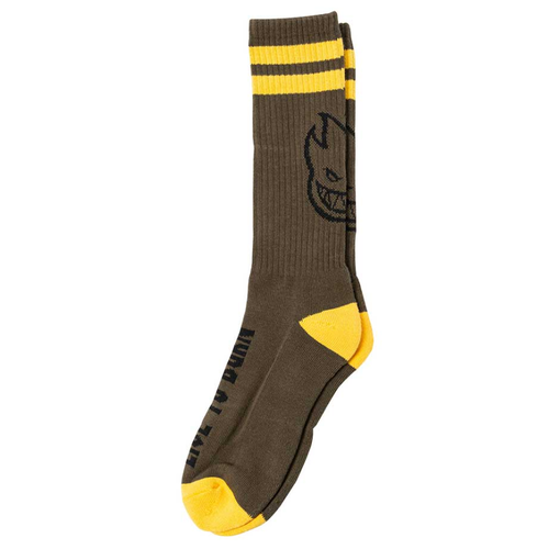 Spitfire Heads Up Olive Yellow Black Mens 8 to 12 USA Crew Socks