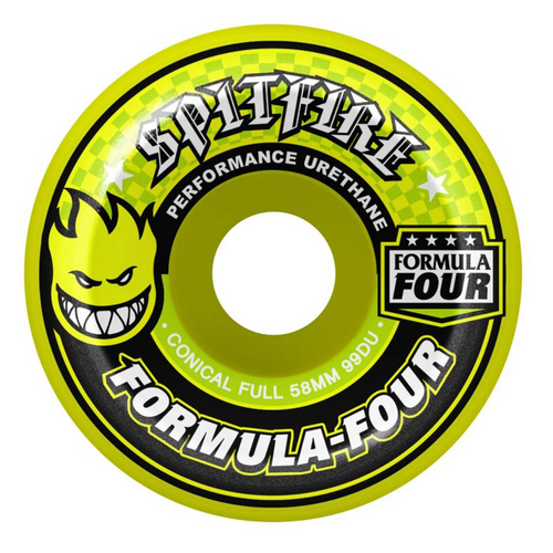 Spitfire Formula Four Conical Full Neon Yellow 58mm 99a Skateboard Wheels