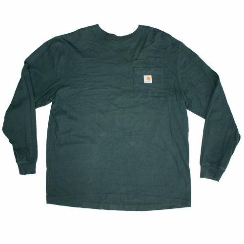 Carhartt Pocket Logo Green Long Sleeve T-Shirt Used Vintage